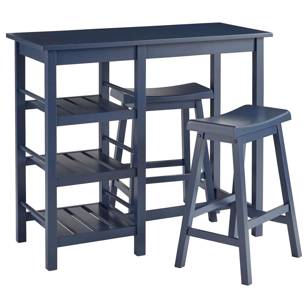 Tiddal Home Breakfast Club 3-Piece Counter Height Dining Set in Navy, , large