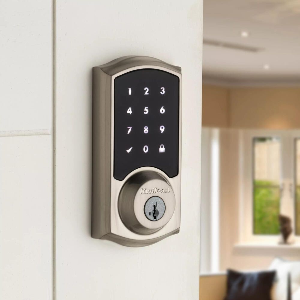 Kwikset SmartCode 916 Traditional Smart Touchscreen Electronic Deadbolt Door Lock with Z-Wave Technology in Satin Nickel, , large