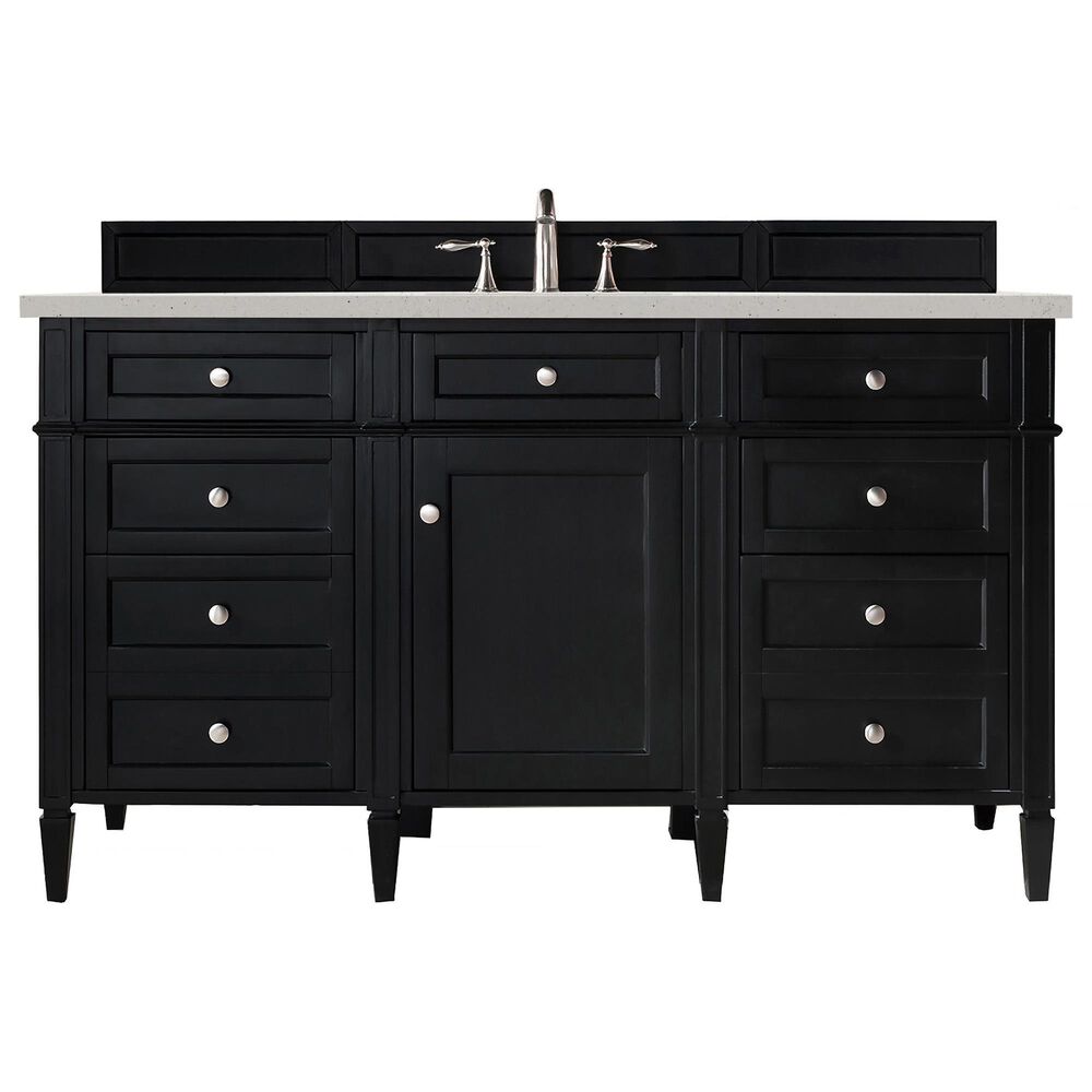 James Martin Vanities Brittany 60" Single Bathroom Vanity in Black Onyx with 3 cm Lime Delight Quartz Top and Rectangular Sink, , large