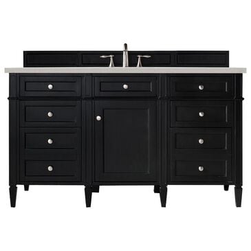 James Martin Vanities Brittany 60" Single Bathroom Vanity in Black Onyx with 3 cm Lime Delight Quartz Top and Rectangular Sink, , large