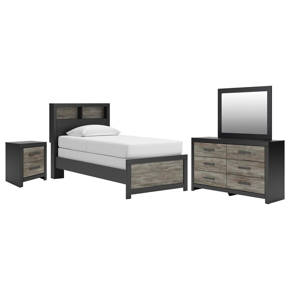 Ashley Broachmyn 4 Piece Twin Bookcase Bed Set in Black and Gray, , large