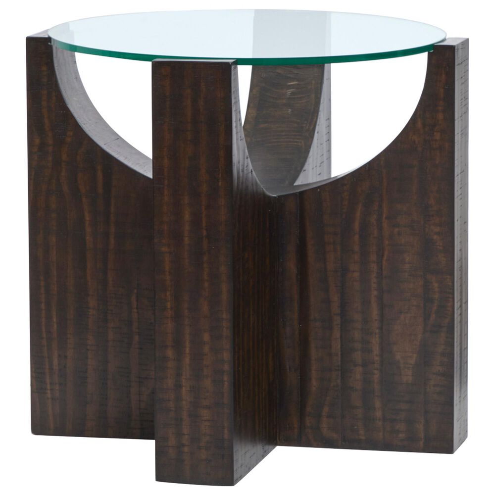 Nicolette Home Beckham Round Accent Table in Rustic Tavern and Clear, , large