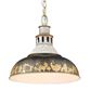 Golden Lighting Kinsley 1-Light Large Pendant with Antique Black Iron Shade in Aged Galvanized Steel, , large