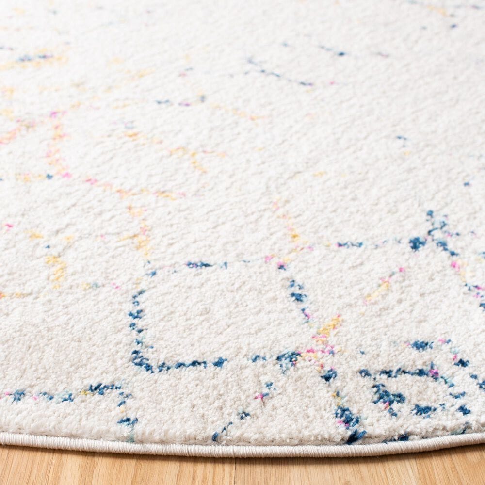 Safavieh Tulum  6&#39;7&quot; Round Ivory and Blue Area Rug, , large