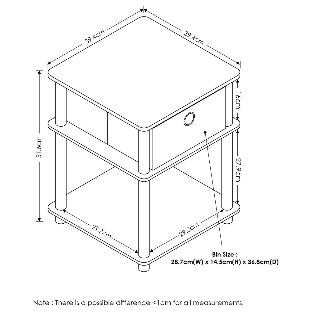 HOMLUX Turn-N-Tube End Table in French Oak and Black, , large