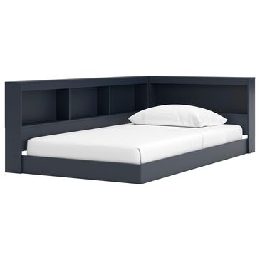 Ashley Simmenfort Twin Bookcase Storage Bed in Navy Blue, , large