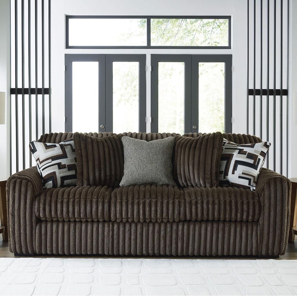 Ashley Midnight-Madness Stationary Sofa in Chocolate, , large