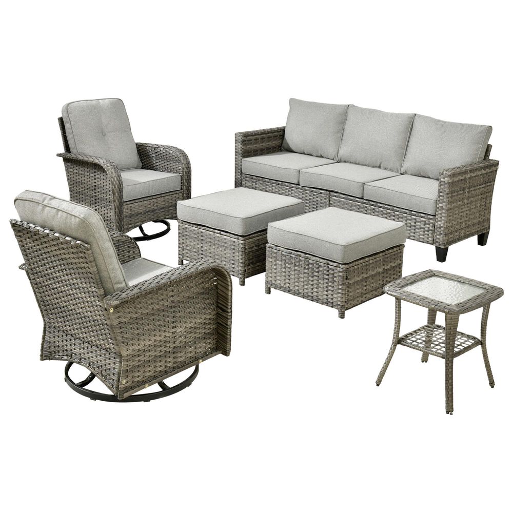 HOMLUX 6-Piece Patio Conversation Set in Dark Gray, , large