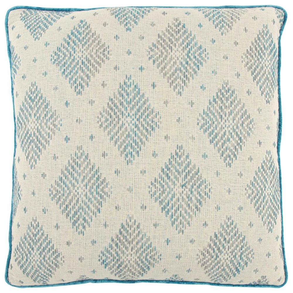 Rizzy Home 22" x 22" Pillow Cover in Tan and Blue, , large