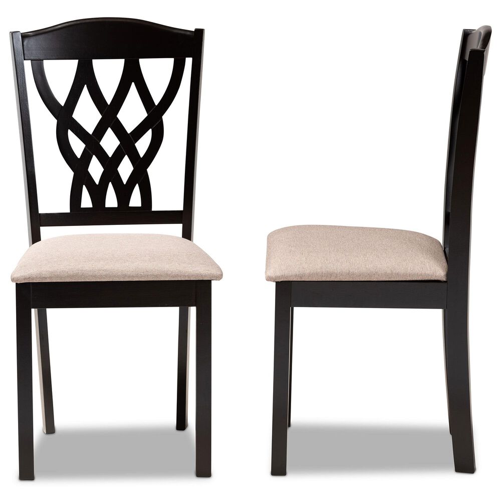 Baxton Studio Delilah Side Chair with Sand Cushion in Dark Brown (Set of 2), , large
