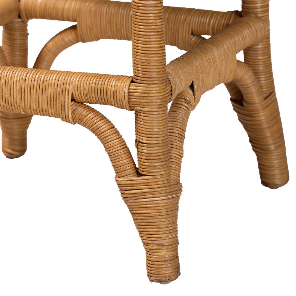 Baxton Studio Muy Scallop Rattan Counter Stool in Honey, , large
