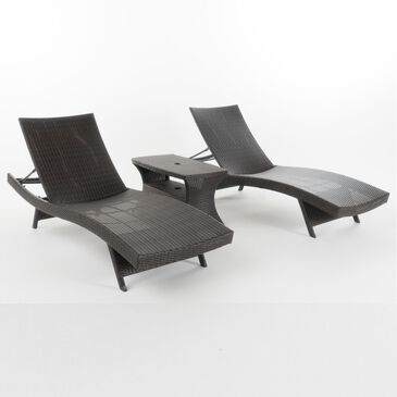 Noble House Pacific 3-Piece Patio Chaise Lounge Set in Multi-Brown, , large