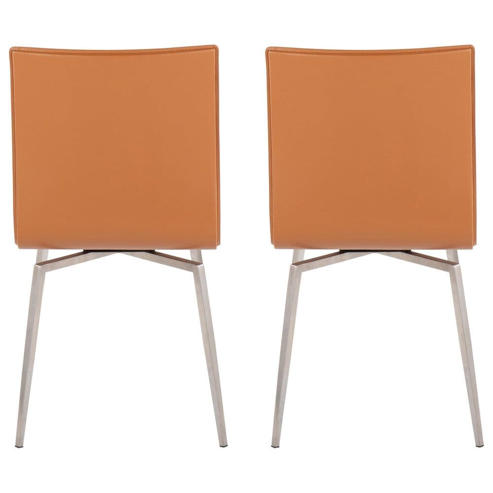 Lumisource Mason Swivel Side Chair with Camel Upholstered in Brushed Stainless Steel &#40;Set of 2&#41;, , large