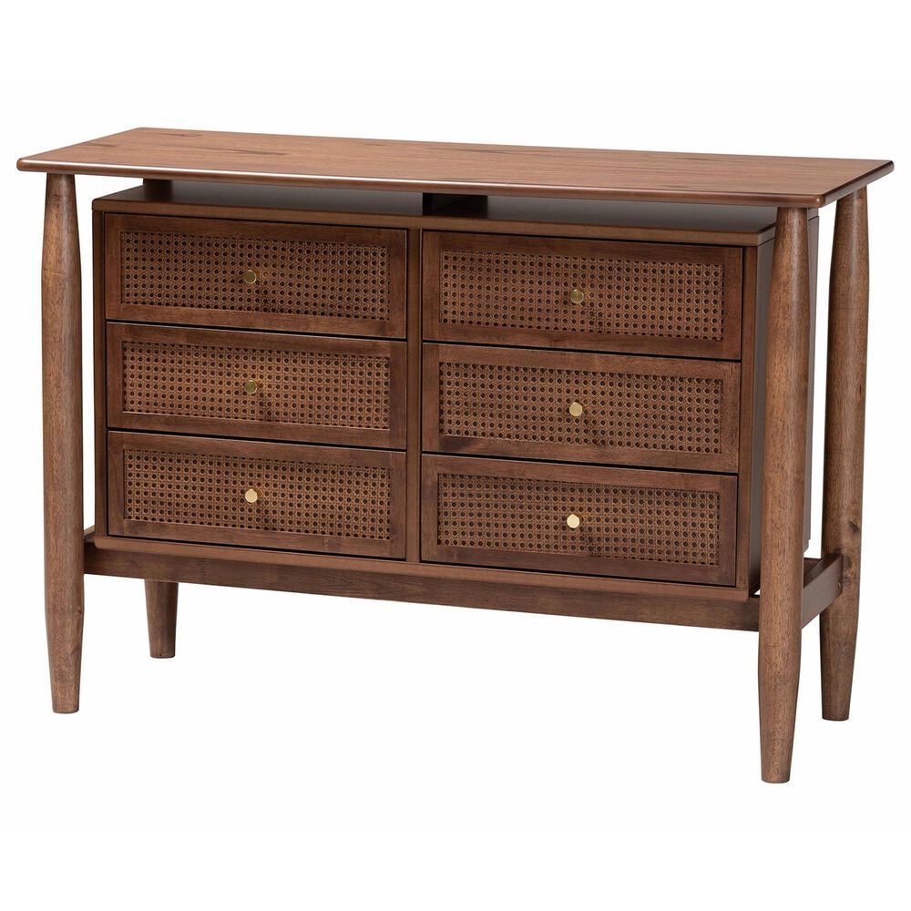 Baxton Studio Alyssa 6-Drawer Dresser in Walnut Brown, , large