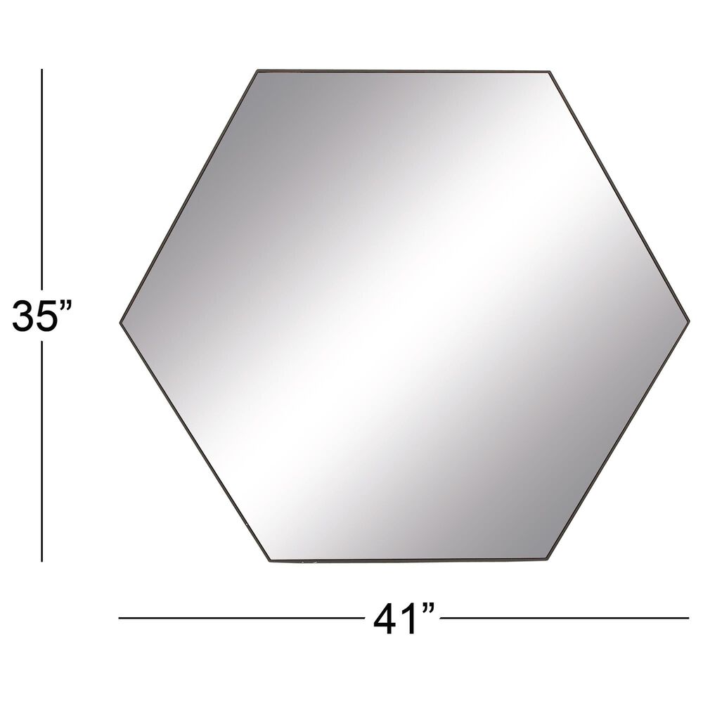 Maple and Jade 35" x 41" Hexagon Wall Mirror with Thin Minimalistic Frame in Black, , large