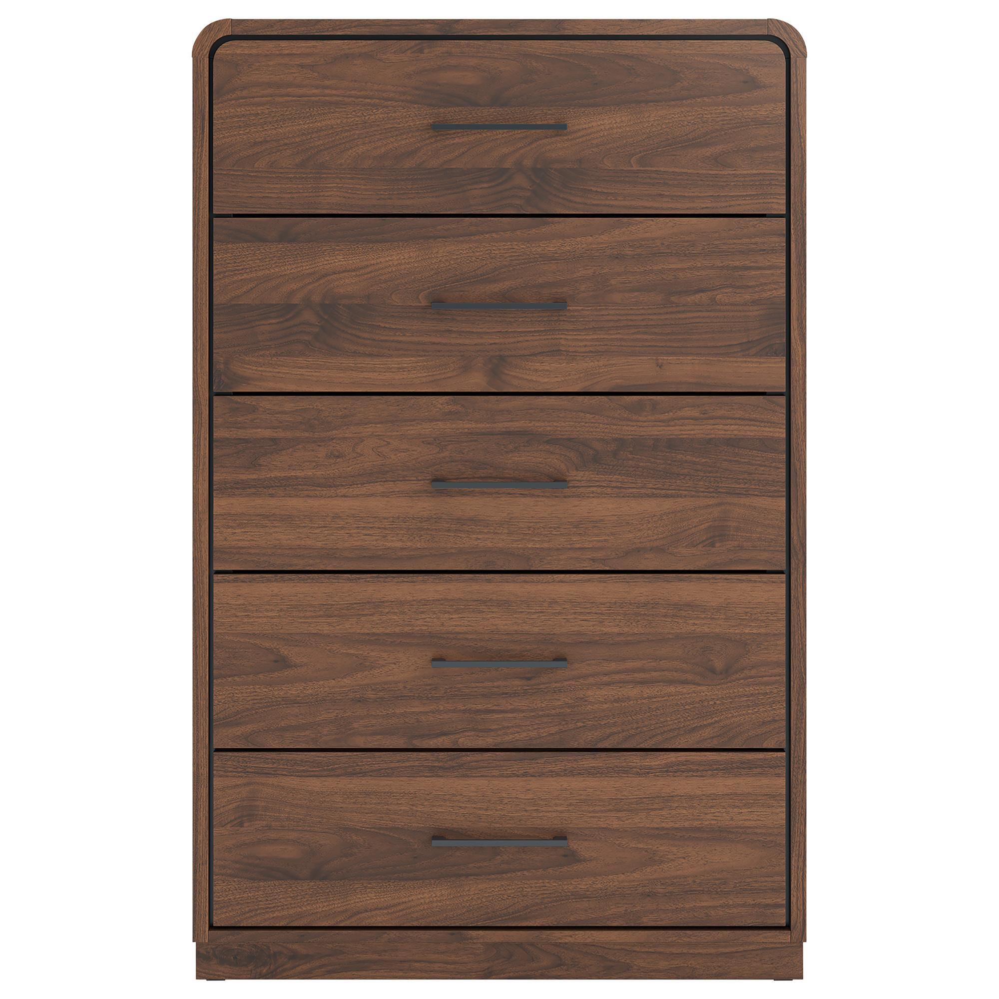 Ashley Fortlorn 5-Drawer Chest in Walnut Brown