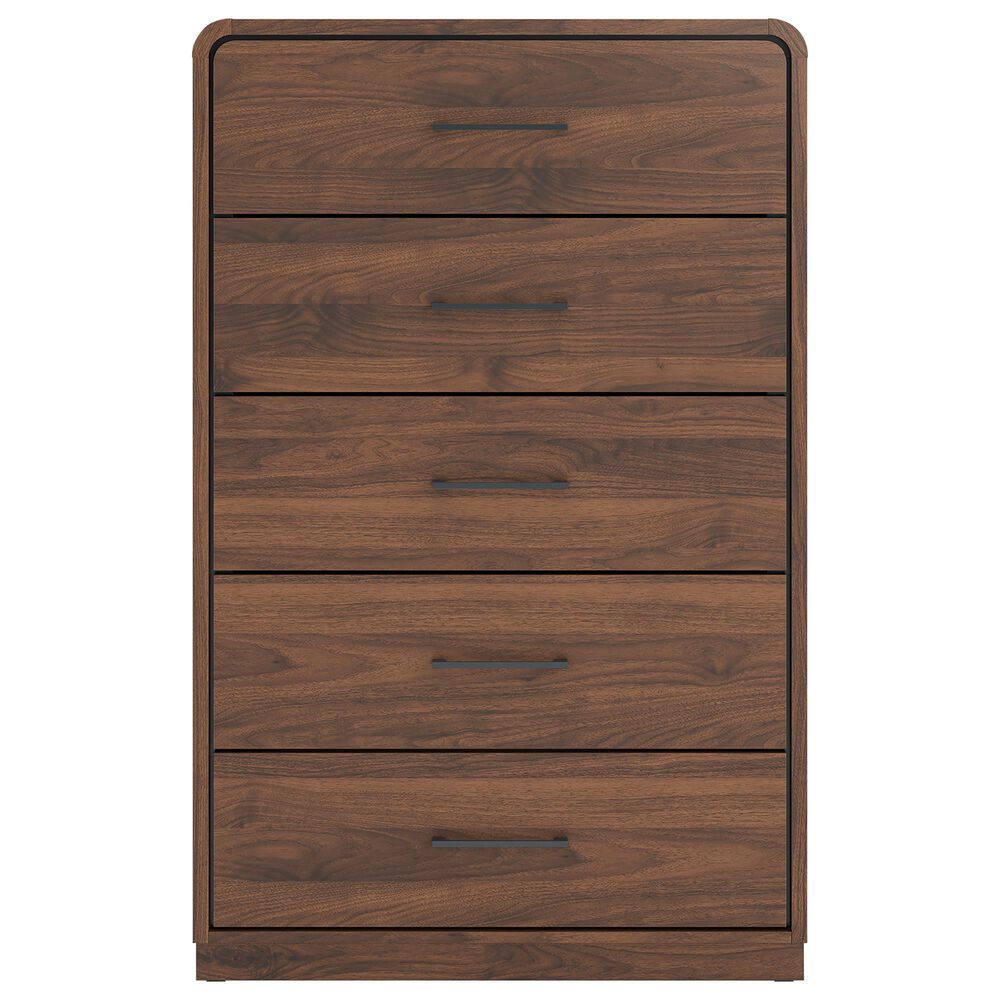 Ashley Fortlorn 5-Drawer Chest in Walnut Brown, , large