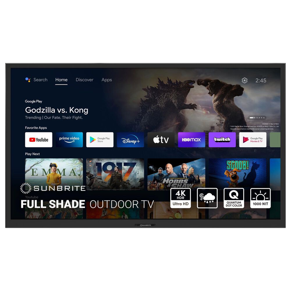 Sunbrite 55" Veranda 3 Series Outdoor Full Shade 4K UHD HDR - Smart TV in Black with Gray 55" Universal TV Dust Cover, , large
