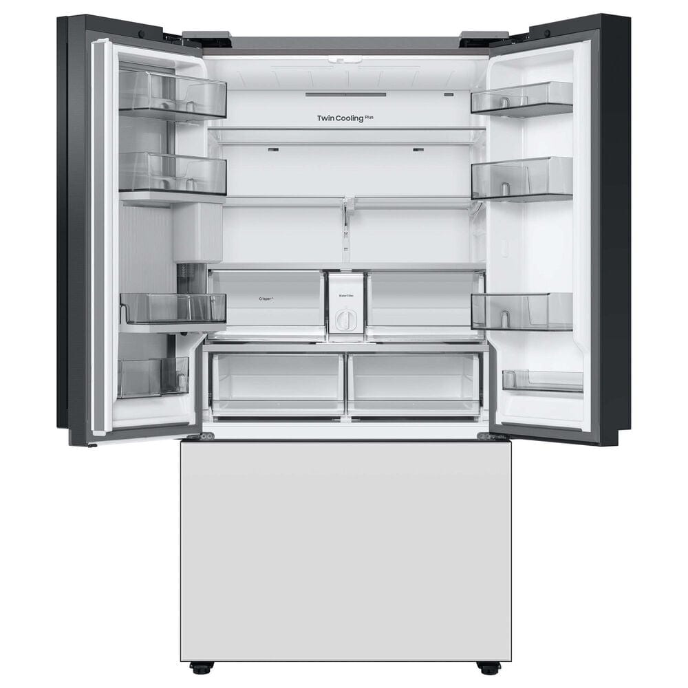 Samsung Bespoke Bespoke 30.1 Cu. Ft. 3-Door French Door Refrigerator with Beverage Center - White Glass Panels Included, , large