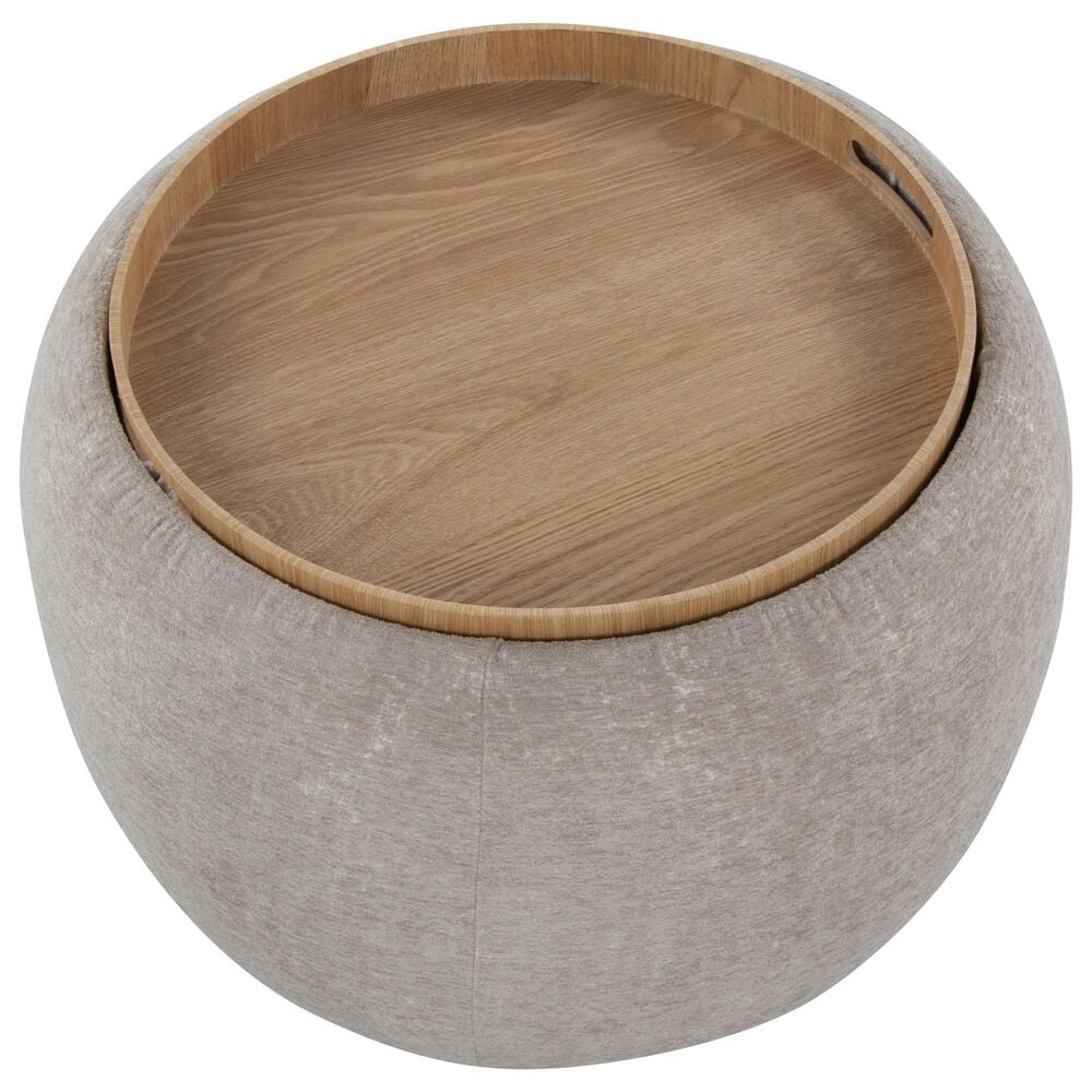 Lumisource Tray Storage Pouf in Light Brown, , large