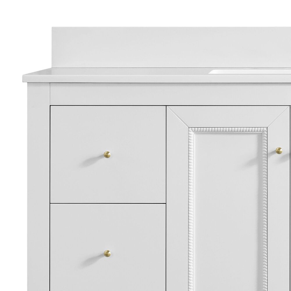 37B Claudine 48" Single Bathroom Vanity in Bright White with Glossy White Composite Stone Top and Backsplash, , large