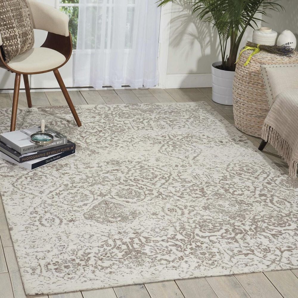 Nourison Damask DAS06 8&#39; x 10&#39; Ivory Area Rug, , large