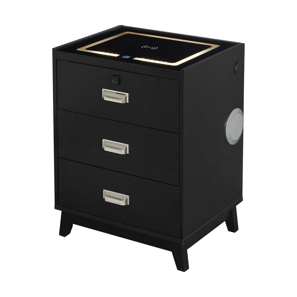 Mayberry Hill Rio 3-Drawer Nightstand in Black, , large
