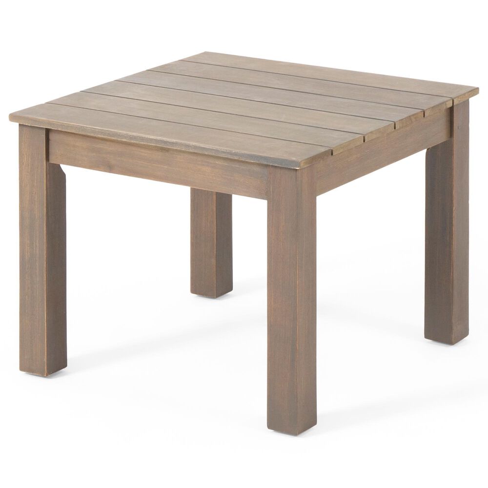 Hearth and Haven Temecula Outdoor Square Side Table with Slatted Top in Grey, , large