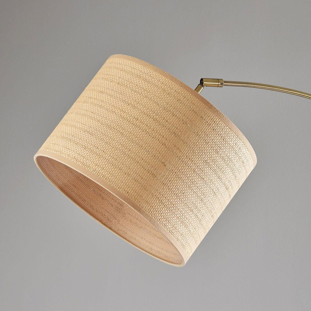 Adesso Bowery Arc Lamp with Natural Shade in Antique Brass, , large