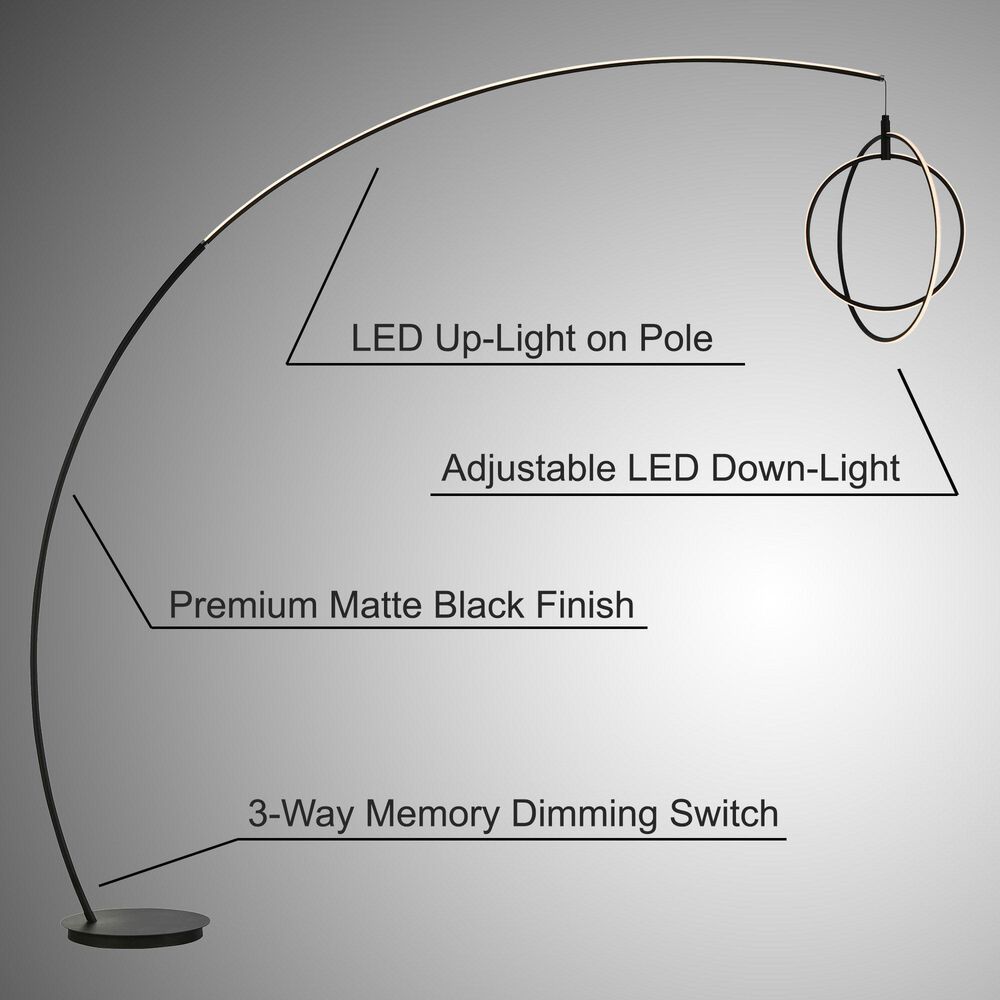 Lite Source Monita LED Arc Lamp in Black, , large