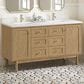 James Martin Vanities Laurent 60" Double Bathroom Vanity in Light Natural Oak with Single Hole 3 cm White Zeus Quartz Top and Rectangular Sinks, , large