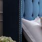 Hearth and Haven Peyton Queen Platform Bed with Blue Upholstery in Walnut, , large