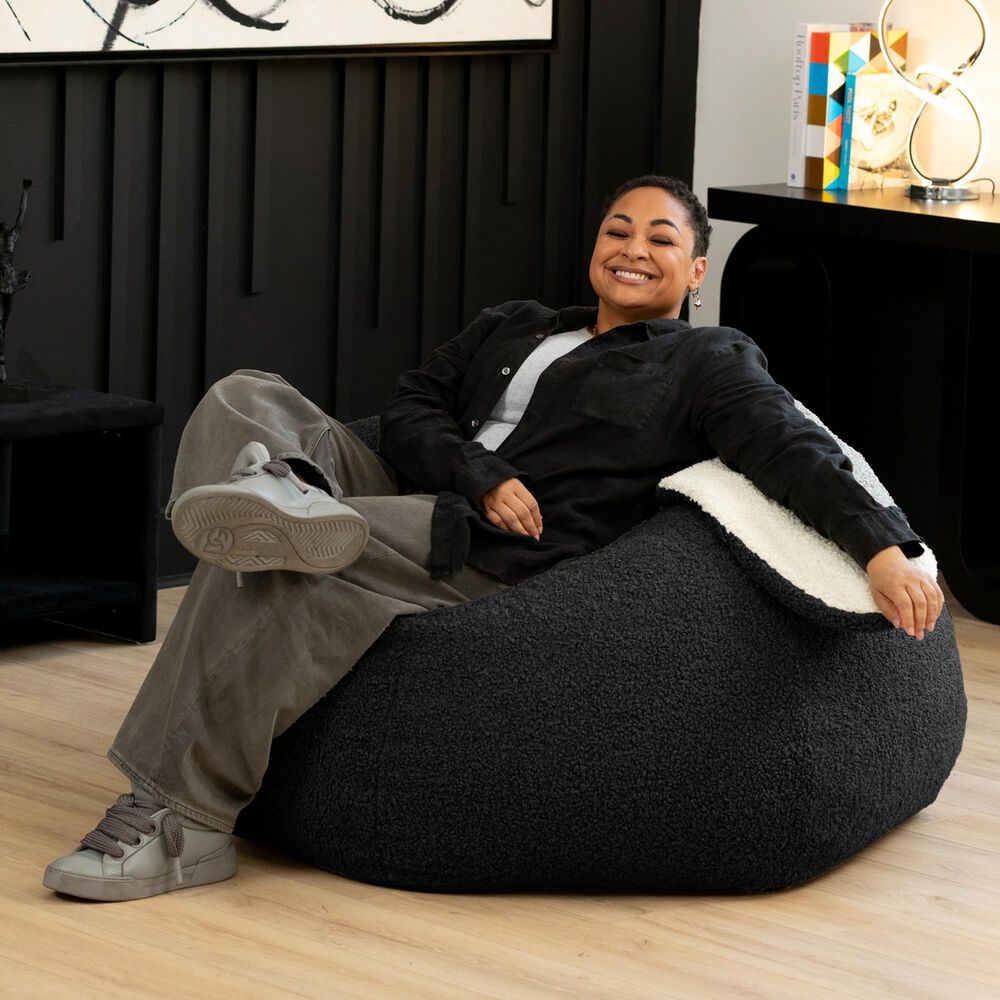 Jaxx HopSeat Bunny Oval Shaped Large Bean Bag Chair in Black, , large