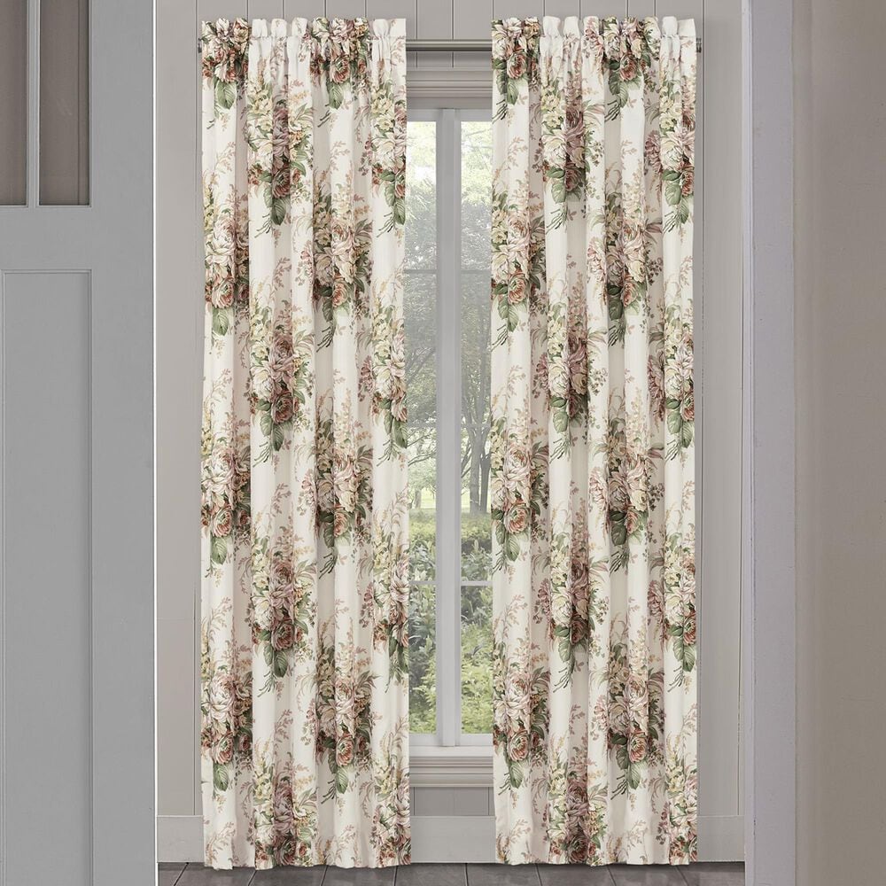 J. Queen New York Estelle 84&quot; x 41&quot; Window Panel Pair in Coral, Rose and Cream, , large