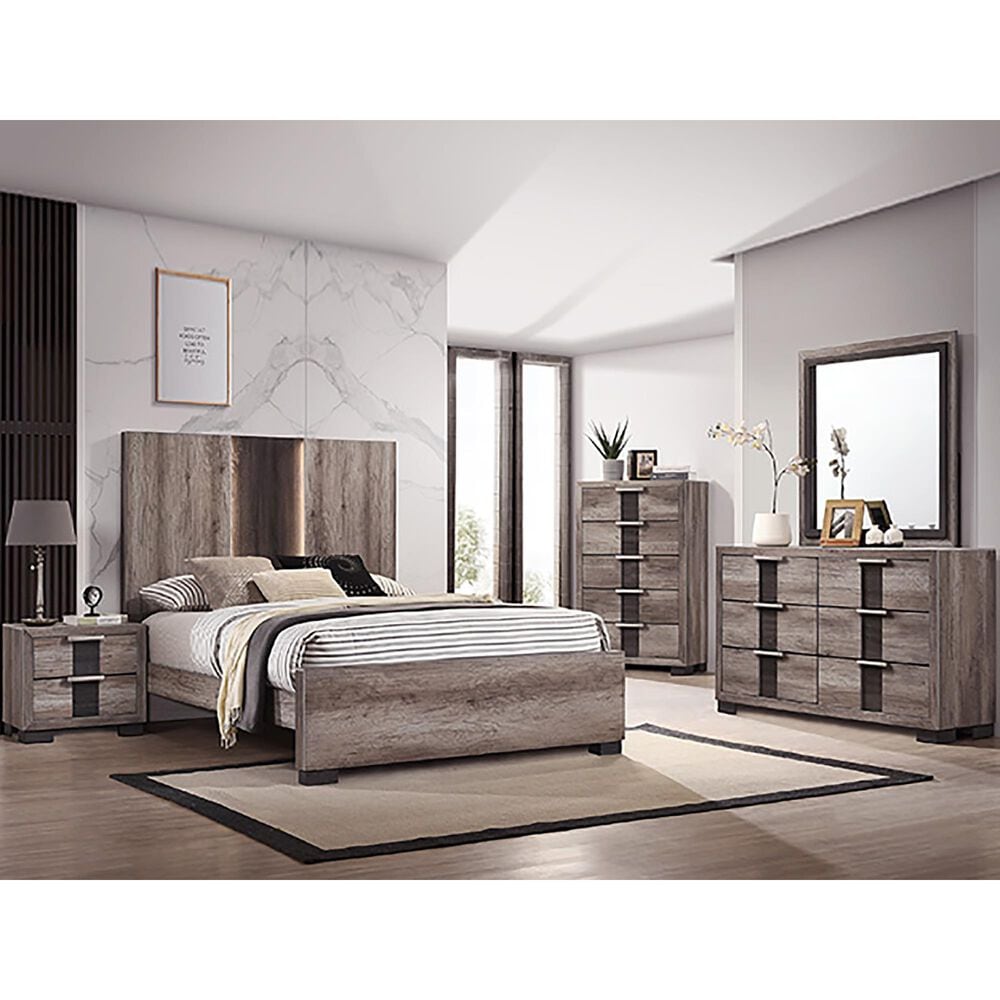 Crown Mark Rangley 6-Drawer Dresser in Grey and Black, , large