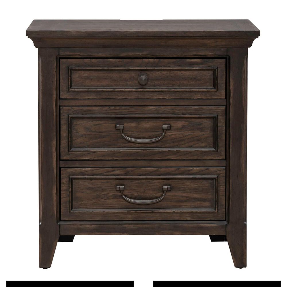 Belle Furnishings Paradise Valley Upholstered Bed and 2 Nightstands in Saddle Brown, , large