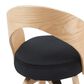 Armen Living Sonia Swivel Bar Height Stool with Black Upholstery in Oak, , large