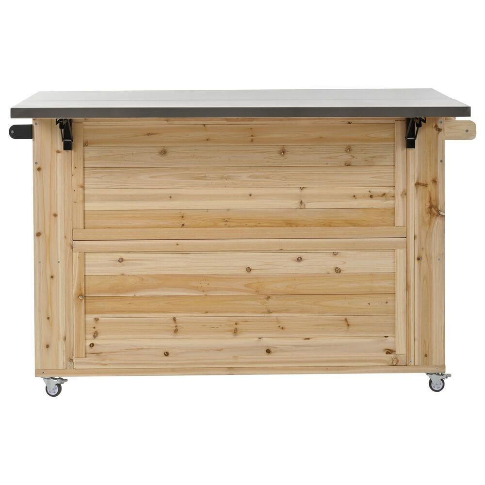 Hearth and Haven Outdoor Kitchen Island with Stainless Steel Top in Natural, , large
