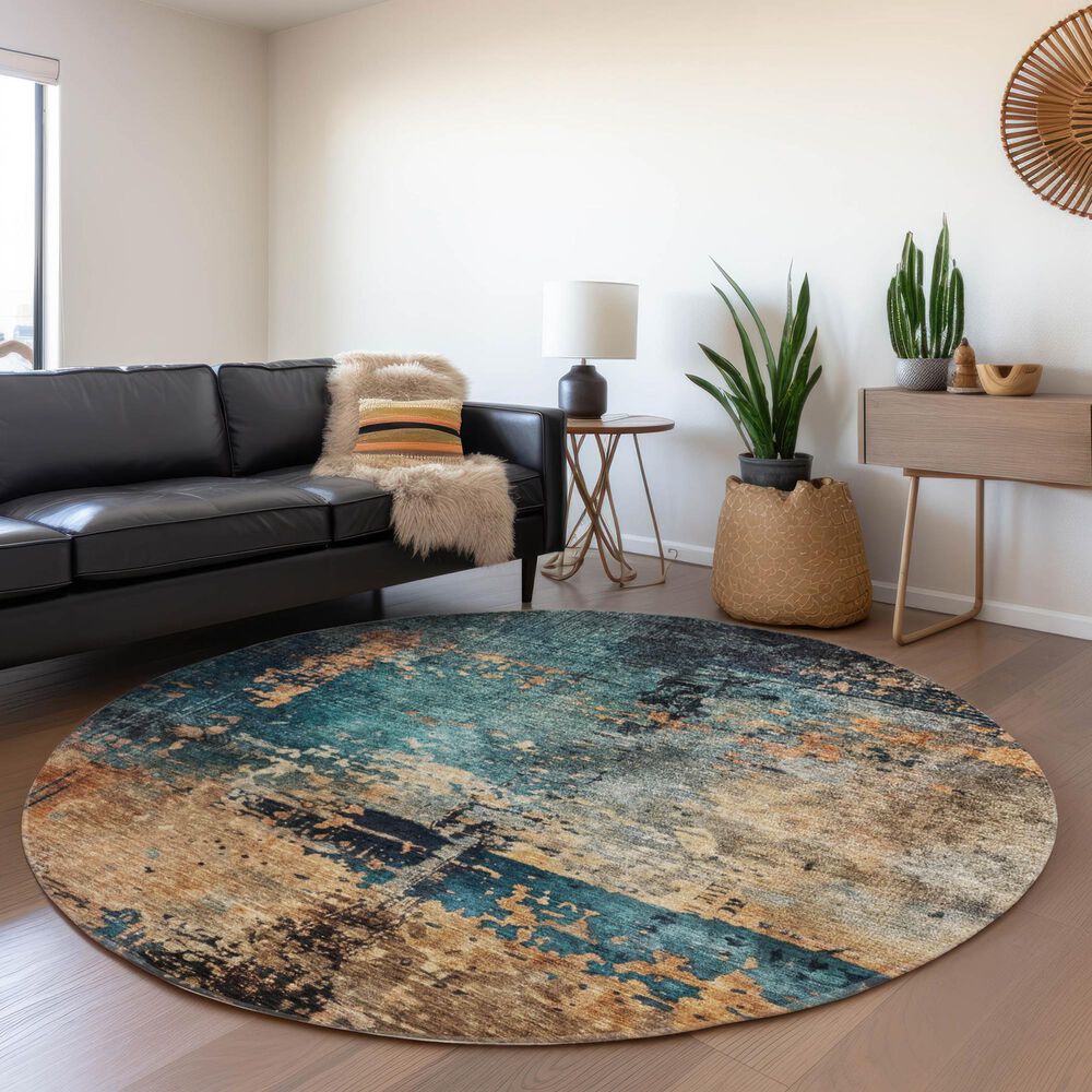 Dalyn Rug Company Nouveau NV14 8&#39; Round Teal Indoor/Outdoor Area Rug, , large
