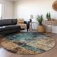 Dalyn Rug Company Nouveau NV14 8" Round Teal Indoor/Outdoor Area Rug, , large