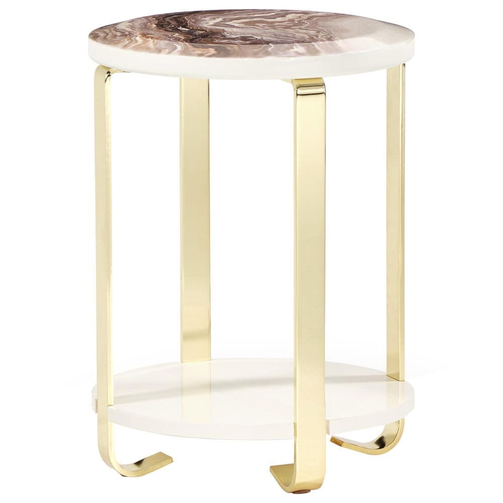 Vista Haus Ariana Chairside End Table in Gold and White, , large