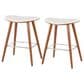 Lumisource Saddle Counter Stool with White Cushion in Walnut and Chrome (Set of 2), , large