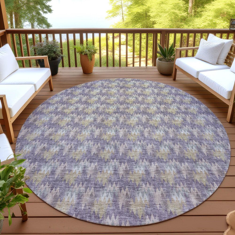 Dalyn Rug Company Soft Essentials Chevron Plum 8' Round Area Rug, , large