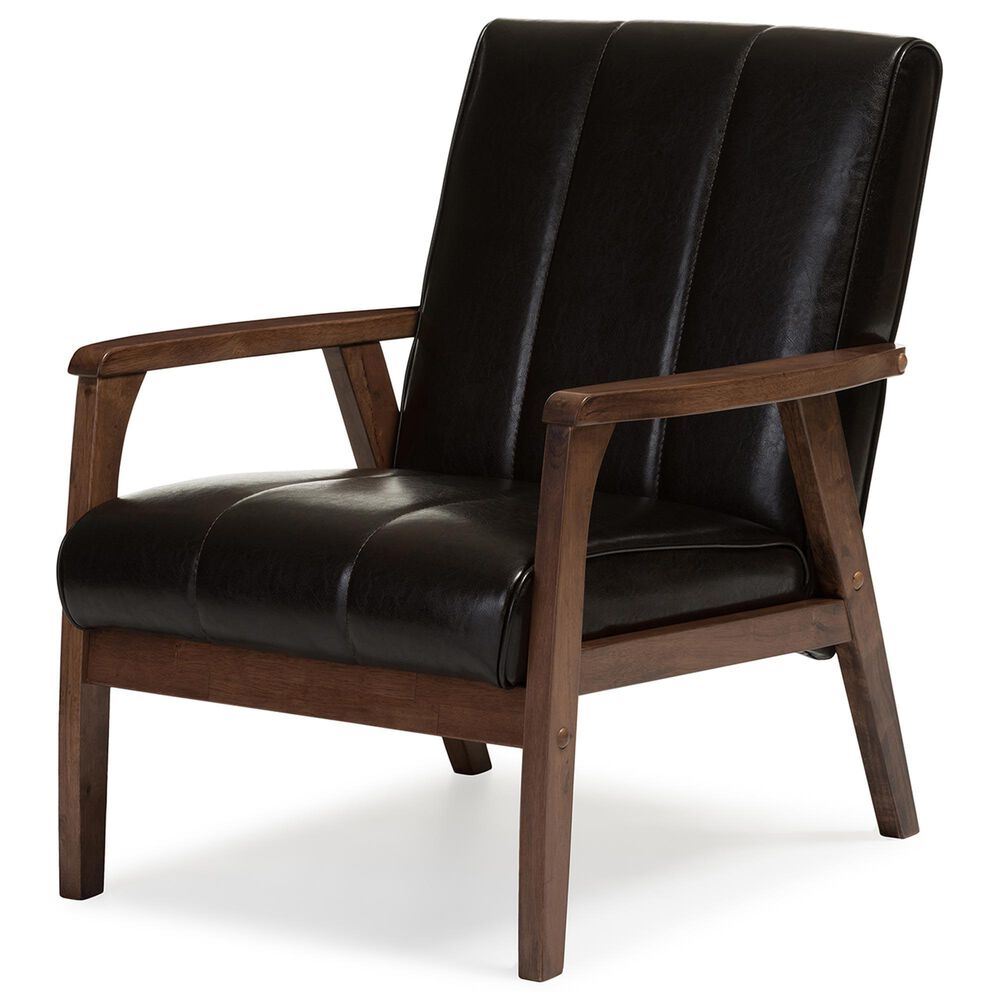 Baxton Studio Nikko Lounge Chair in Dark Brown, , large