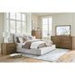 Millenium Cabalynn California King Oatmeal Upholstered Platform Panel Bed in Light Brown, , large