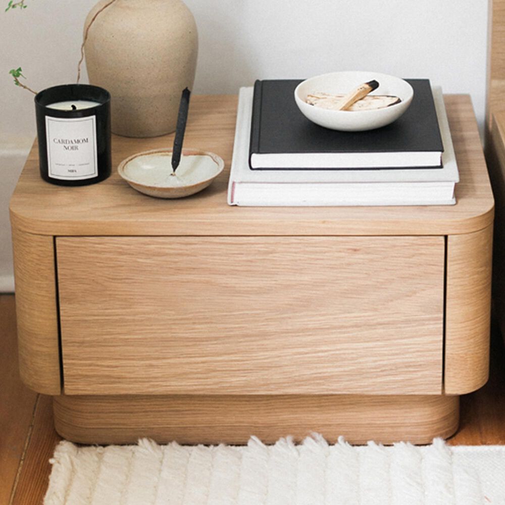 Moe&#39;s Home Collection Round Off 1-Drawer Nightstand in Natural Oak, , large