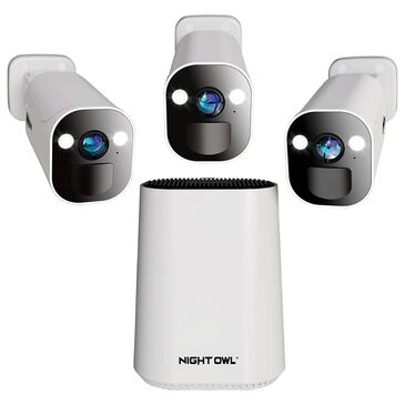 Night Owl Expandable Wi-Fi Security Hub with 3 Wire Free 2K Deterrence Cameras in White, , large