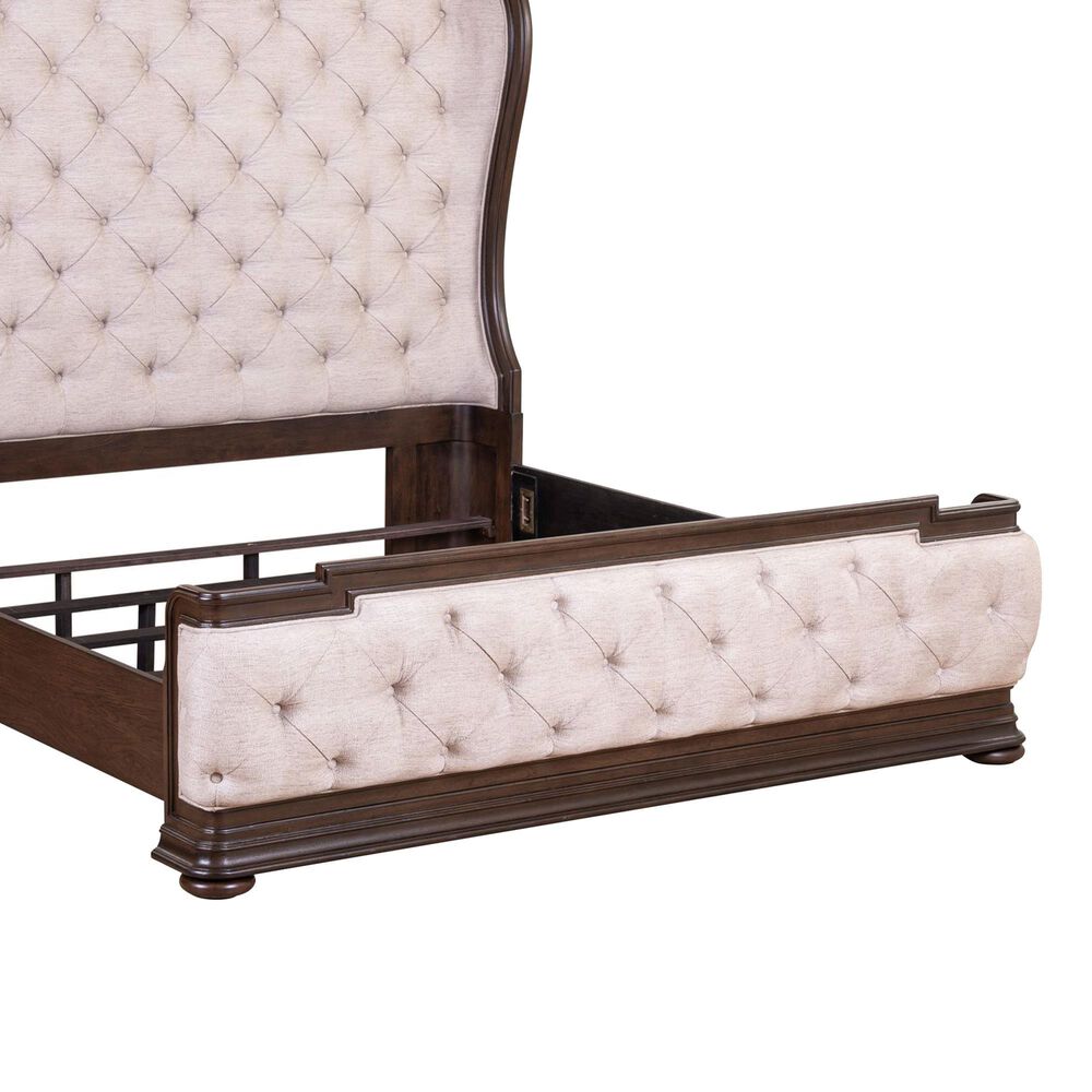 Belle Furnishings Provence Park King Upholstered Shelter Bed in Chateau Brown, , large