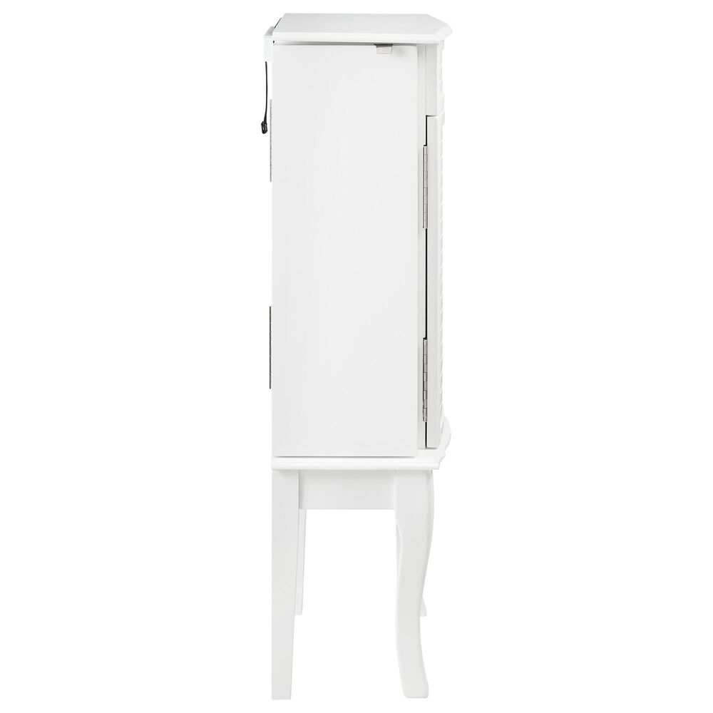 Linden Boulevard White 4 Drawer Jewelry Armoire in White, , large