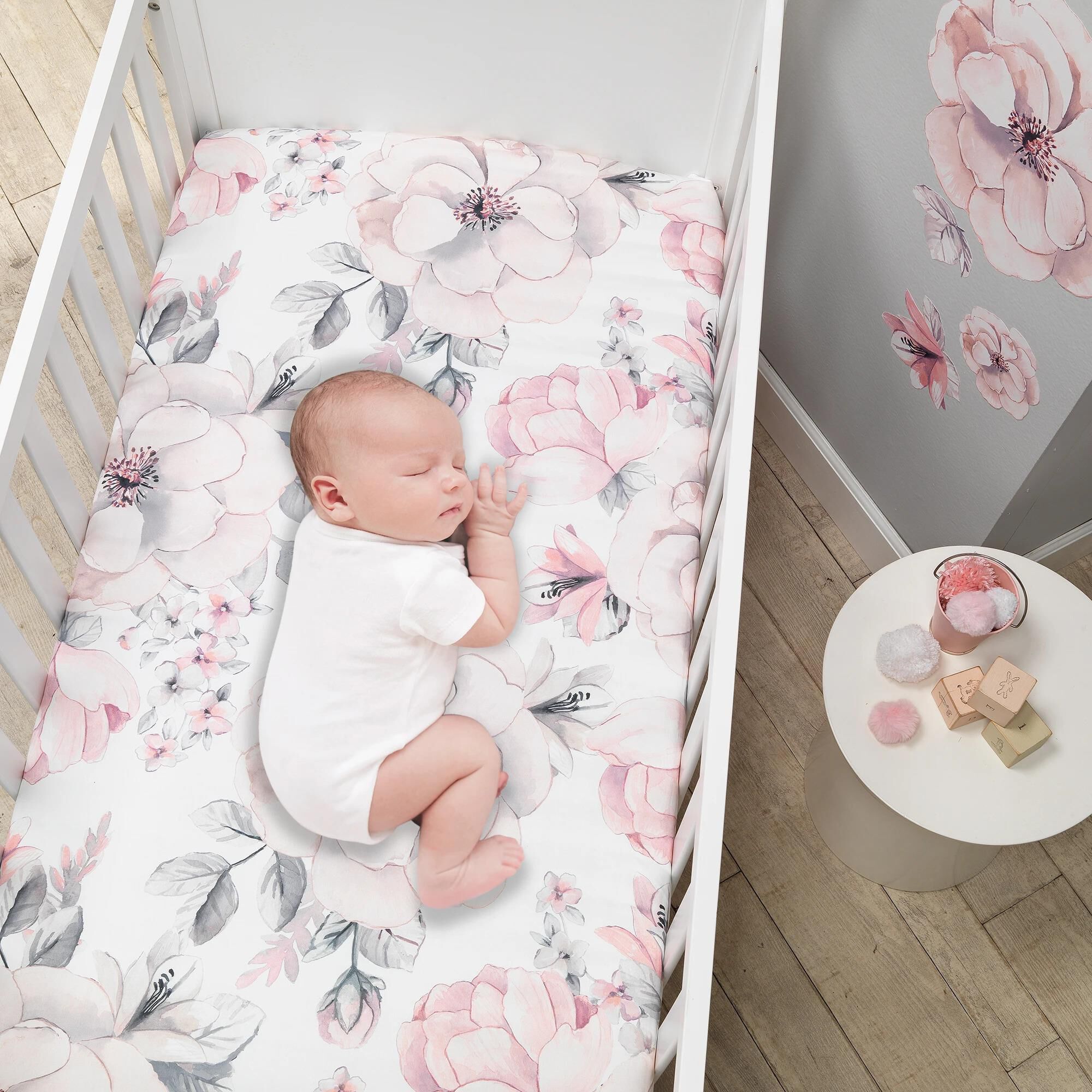 Watercolor floral crib bedding 2025